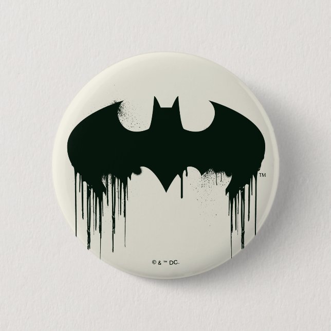 Batman Symbol | Spraypaint Logo Button (Front)
