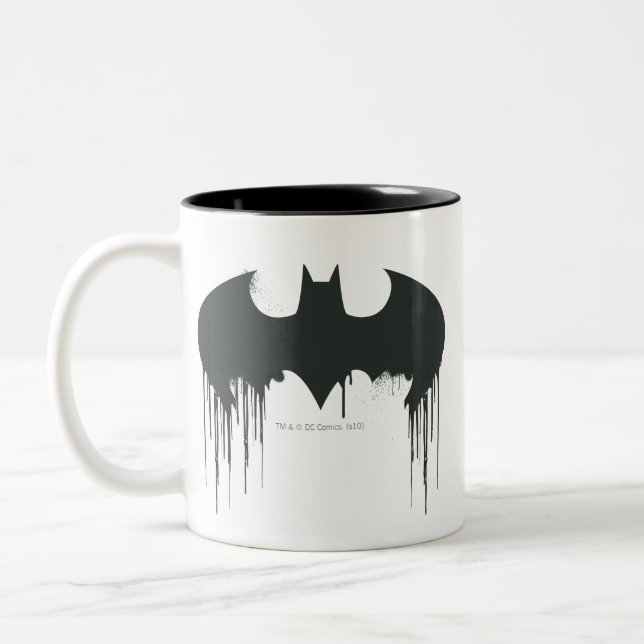 Batman Symbol | Spraypaint Logo Two-Tone Coffee Mug (Left)