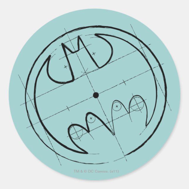 Batman Symbol | Technical Sketch Logo Classic Round Sticker (Front)