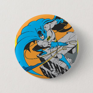 Batman Throws Batarang on Rooftop Pinback Button