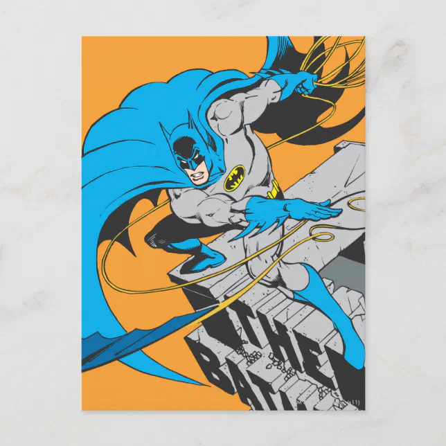 Batman Throws Batarang on Rooftop Postcard Zazzle