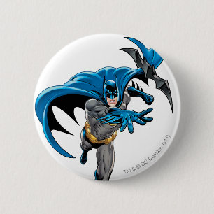 Batman throws batarang pinback button