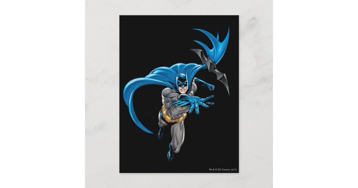 Batman throws batarang postcard Zazzle