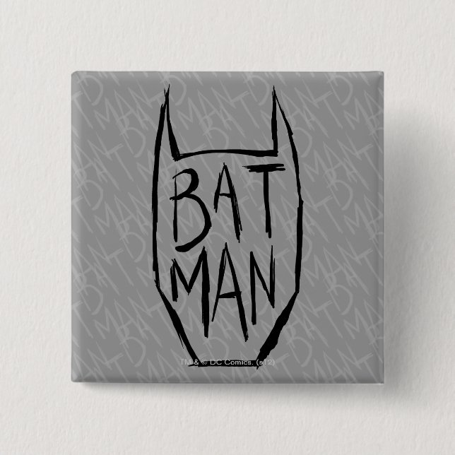 Batman Type in Head Pinback Button (Front)