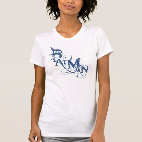 Batman  Urban Curved Blue Name Logo T_Shirt