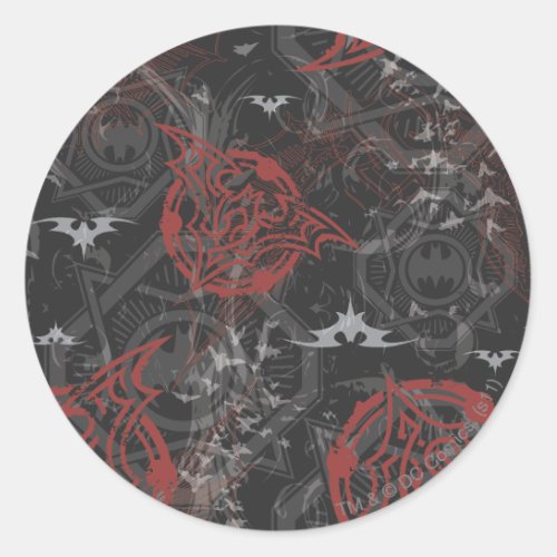 Batman Urban Legends _ Bat Stamp Pattern BlackRed Classic Round Sticker