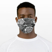 Batman Urban Legends - Bat Stamp Pattern BW Adult Cloth Face Mask