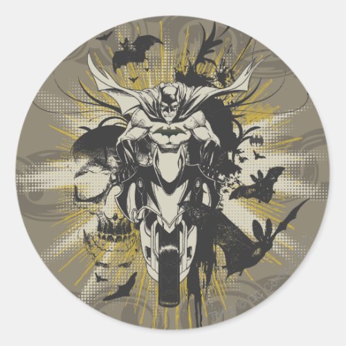 Batman Urban Legends _ Batmobile  Chain Classic Round Sticker