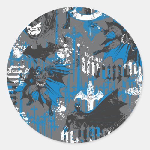 Batman Urban Legends _ Caped Crusader Pattern Blue Classic Round Sticker