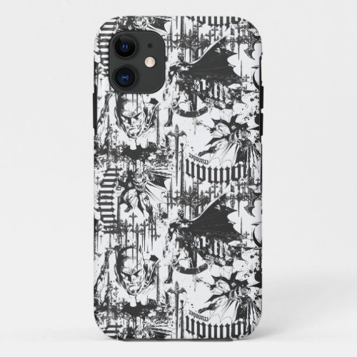 Batman Urban Legends _ Caped Crusader Pattern BW iPhone 11 Case