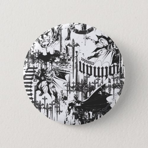 Batman Urban Legends _ Caped Crusader Pattern BW Pinback Button