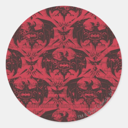 Batman Urban Legends _ Goth Bat Pattern RedBlack Classic Round Sticker