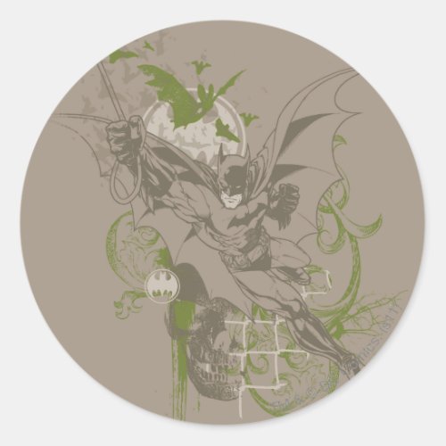 Batman Urban Legends _ GreenTaupe Batman Swinging Classic Round Sticker