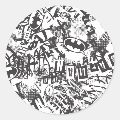 Batman Urban Legends _ Grunge Logo Pattern 2 BW Classic Round Sticker