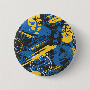 Batman Urban Legends - Head Pattern 2 Blue/Yellow Pinback Button