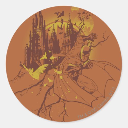 Batman Urban Legends _ Orange Moon Rising Classic Round Sticker