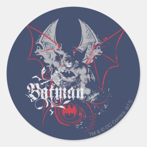 Batman Urban Legends _ Wings Red on Blue Classic Round Sticker