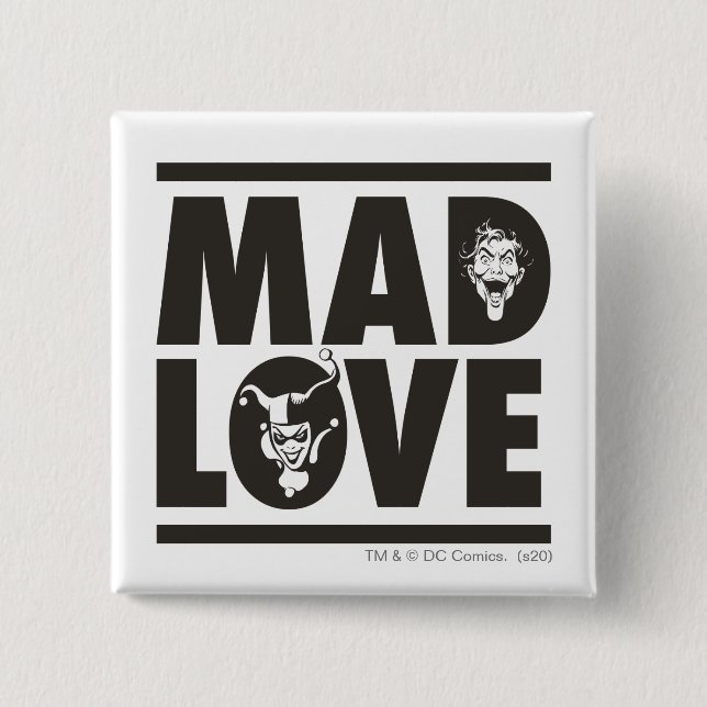 Batman Valentine | Joker & Harley - Mad Love Button (Front)