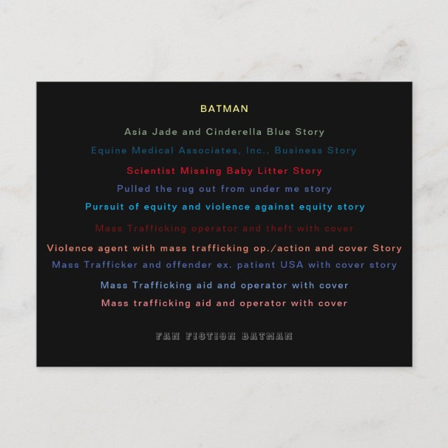 Batman variety draft postcard (Front)