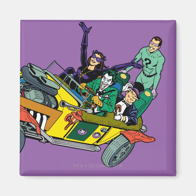 Batman Villains In Jokermobile Magnet (Front)