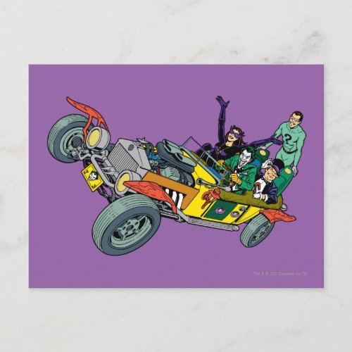 Batman Villains In Jokermobile Postcard