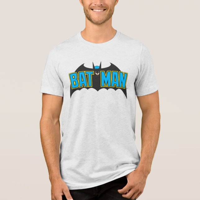Batman | Vintage Blue Black Logo Tri-Blend Shirt (Front)