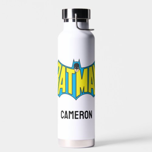 Batman  Vintage Yellow Blue Logo  Add Your Name Water Bottle