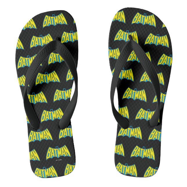 Batman | Vintage Yellow Blue Logo Flip Flops (Footbed)