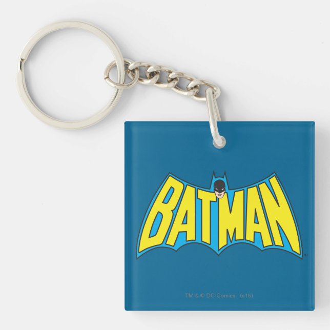 Batman | Vintage Yellow Blue Logo Keychain (Front)