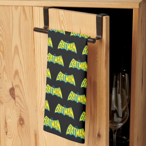 Batman  Vintage Yellow Blue Logo Kitchen Towel