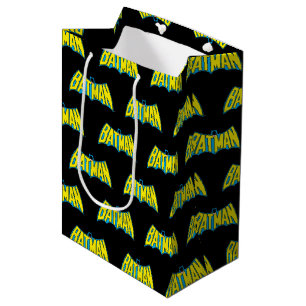 Batman Vintage Yellow Blue Logo Medium Gift Bag