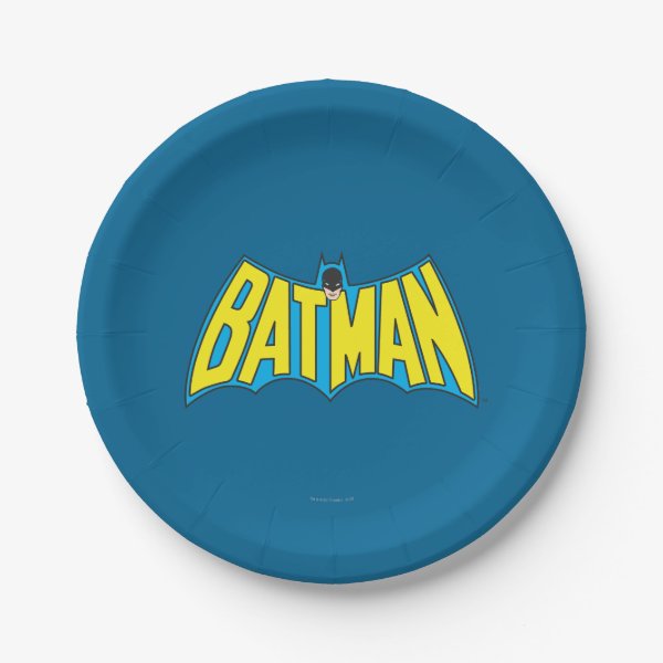 Batman | Vintage Yellow Blue Logo Paper Plate