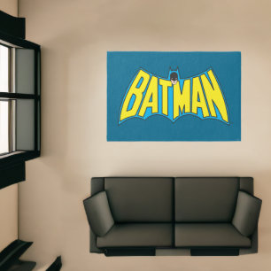 Batman   Vintage Yellow Blue Logo Rug