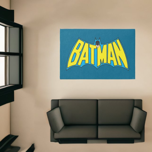 Batman | Vintage Yellow Blue Logo Rug (Insitu (Indoor 1))