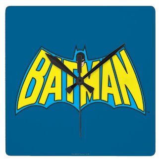 Batman | Vintage Yellow Blue Logo Square Wall Clock