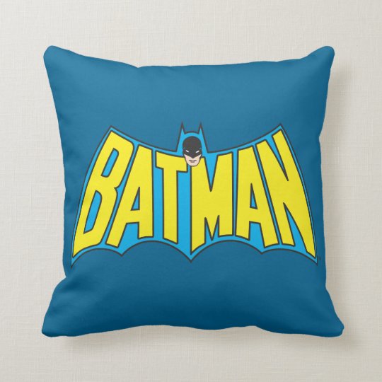 Batman Vintage Yellow Blue Logo Throw Pillow