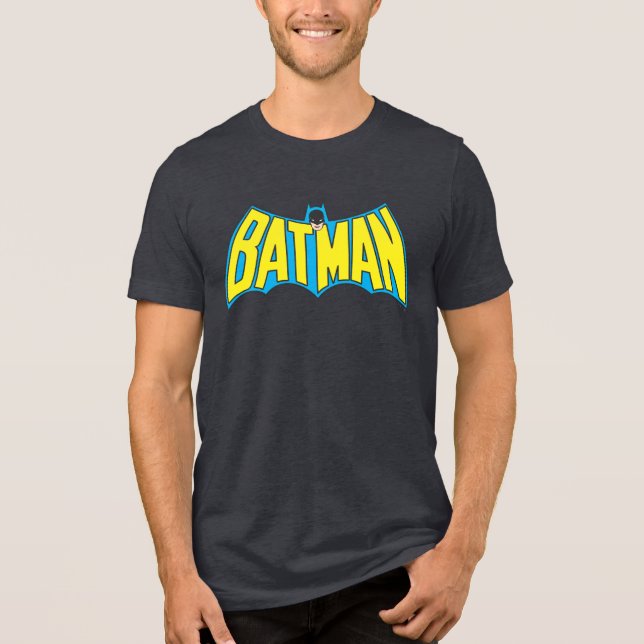 Batman | Vintage Yellow Blue Logo Tri-Blend Shirt (Front)