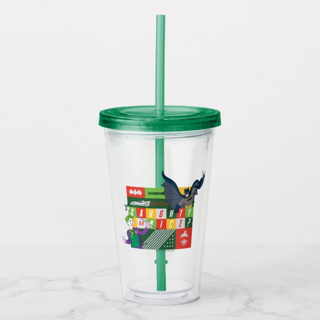 Batman vs Joker "Naughty or Nice" Acrylic Tumbler (Front)