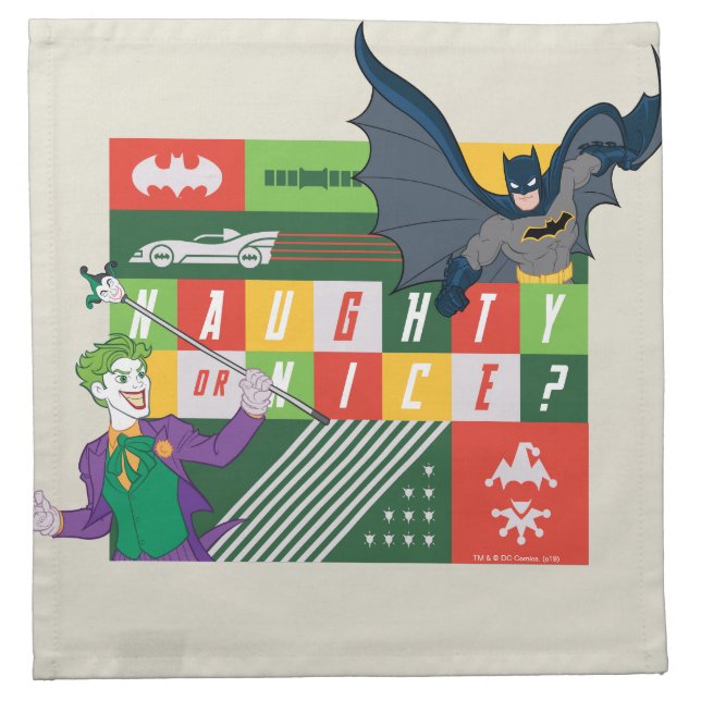Batman vs Joker "Naughty or Nice" Cloth Napkin (Front)