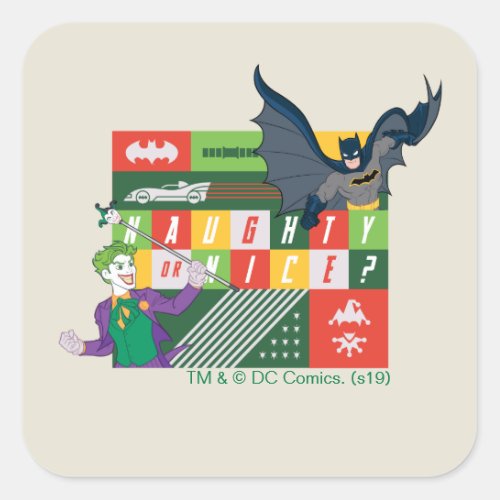 Batman vs Joker Naughty or Nice Square Sticker