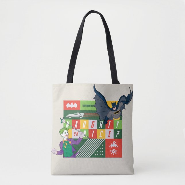 Batman vs Joker "Naughty or Nice" Tote Bag (Front)