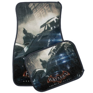 Batman With Batmobile In The Rain Car Mat