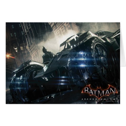 Batman With Batmobile In The Rain Cards (Front Horizontal)