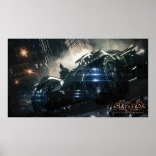 Batman With Batmobile In The Rain Poster