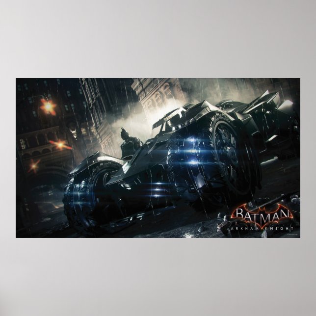 Batman With Batmobile In The Rain Poster (Front)