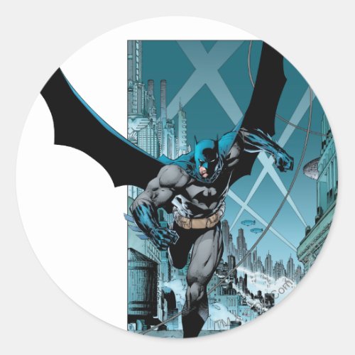 Batman with city background classic round sticker