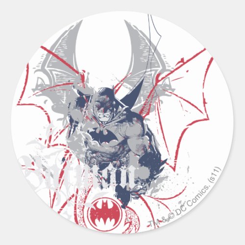 Batman with Grey and Red Classic Round Sticker