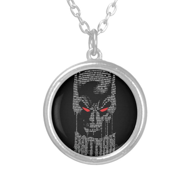 Batman With Mantra Silver Plated Necklace (Front)