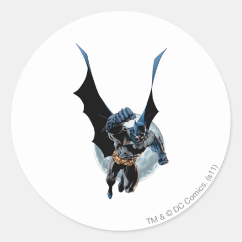 Batman with Moon Classic Round Sticker