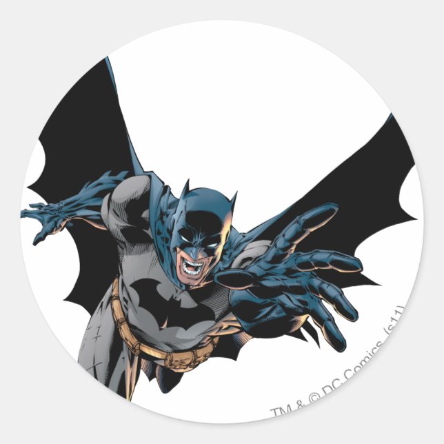 Batman yells and lunges classic round sticker (Front)
